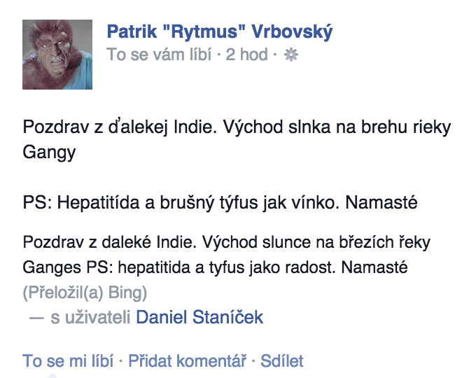 Vzkaz Patrika Vrbovského je stručný, ale jasný. 